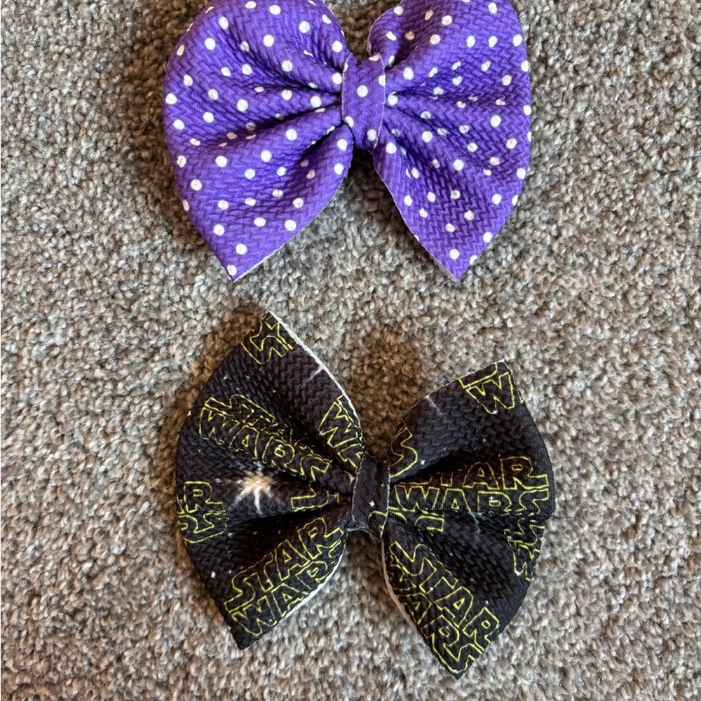 Star Wars Black and Purple Polka Dot Hair Bows hair clips
